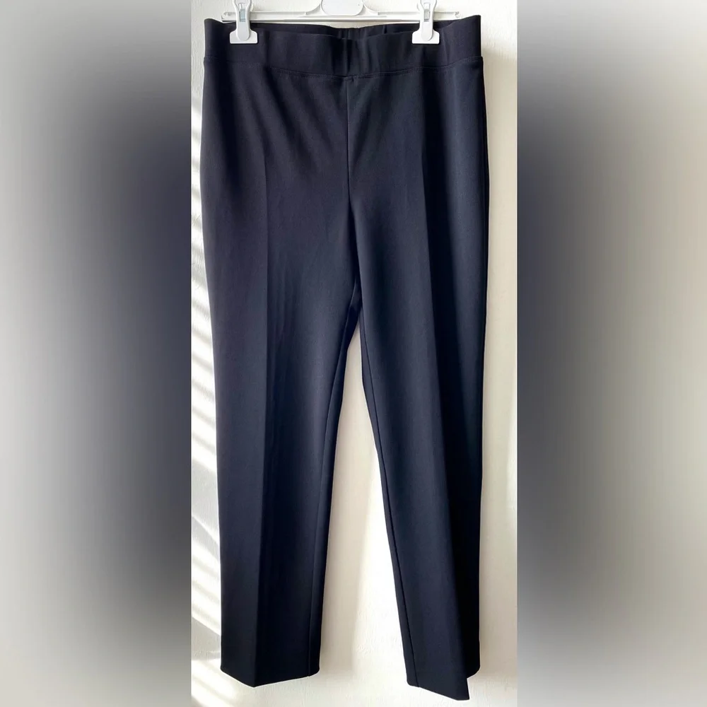 JOSEPH RIBKOFF Back Slit Classic Black Slim Fit Pull On Ankle Pants, size 12 - Picture 2 of 11